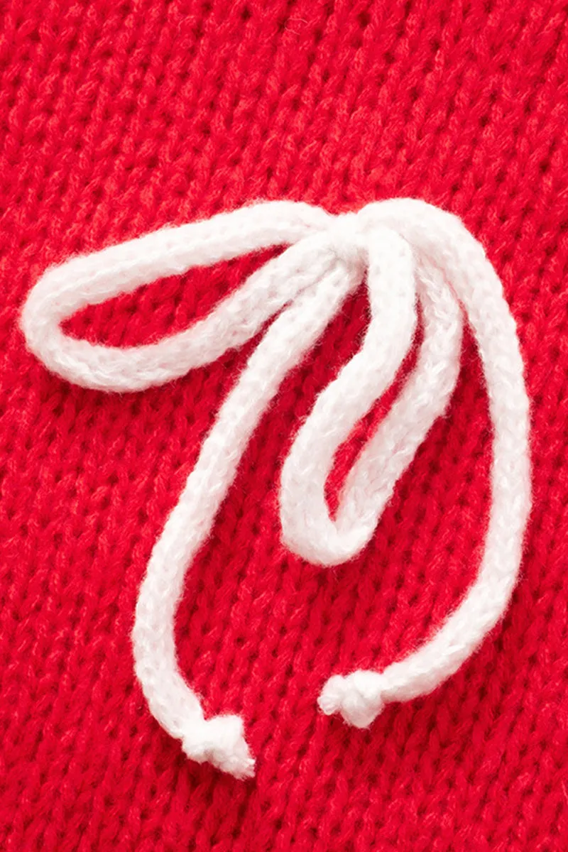 Knit Bow Design Christmas Overside Sweater