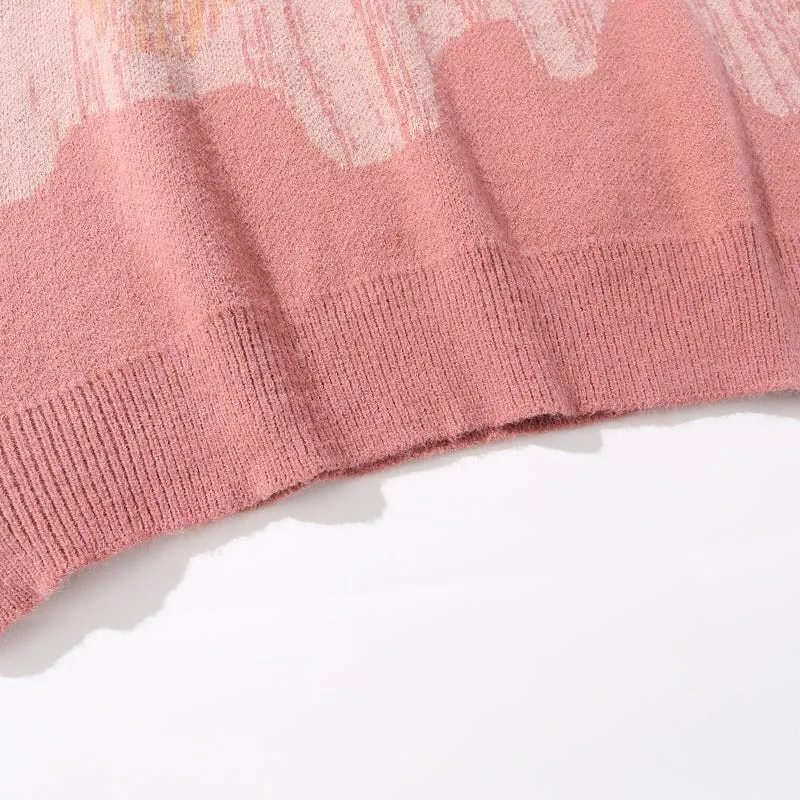 Knitted Sweater Wave Patterned