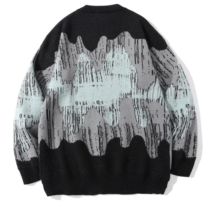 Knitted Sweater Wave Patterned