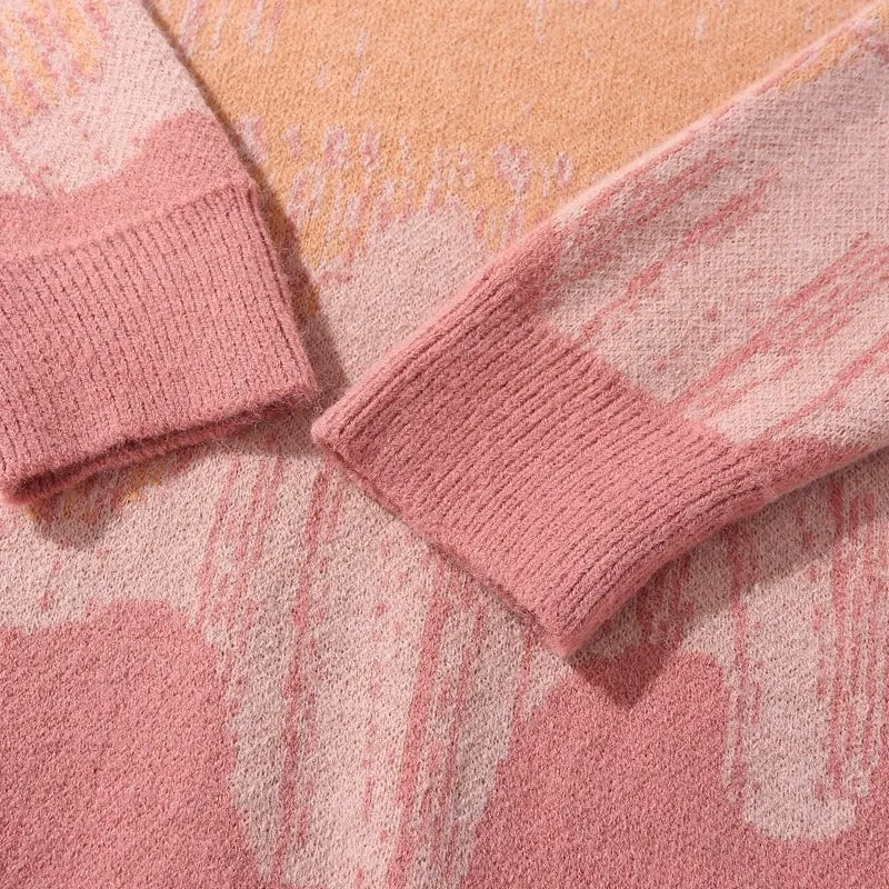 Knitted Sweater Wave Patterned