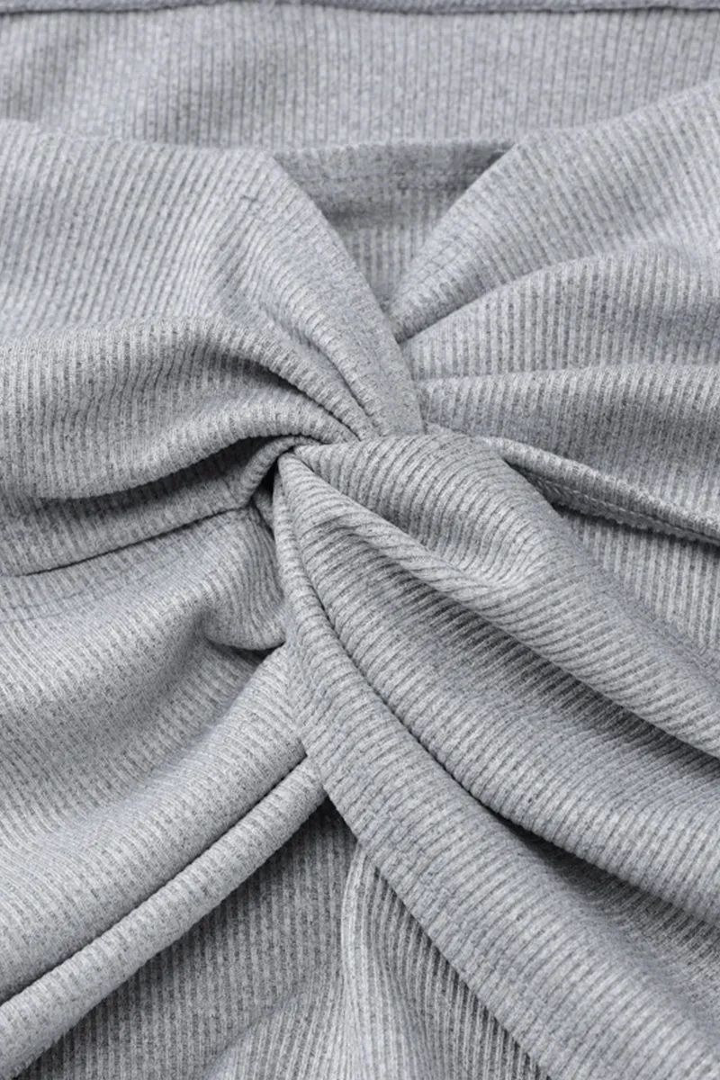 Knot Front Off Shoulder Ruched Bodycon Maxi Dress