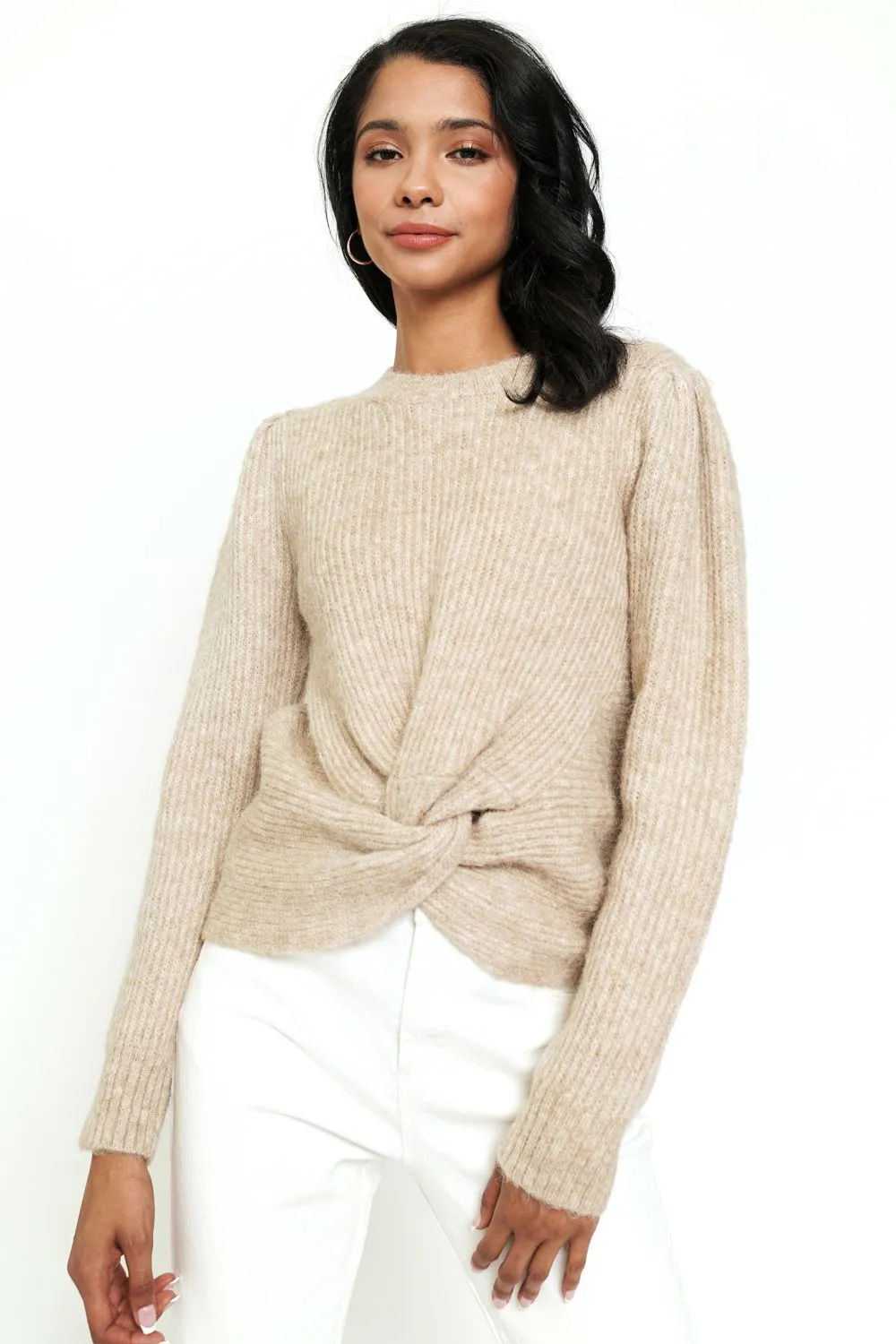 Knotted Melange Pullover