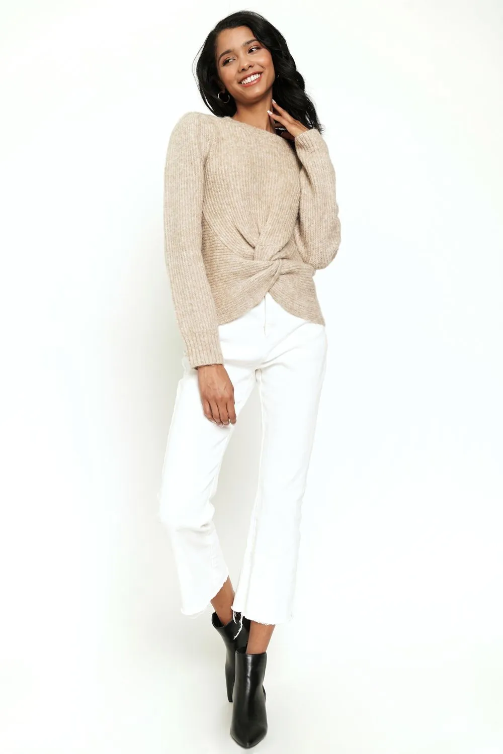 Knotted Melange Pullover