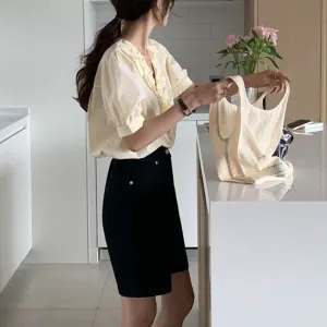 [Korean Style] 4 Colors High Waist Bermuda Denim Shorts