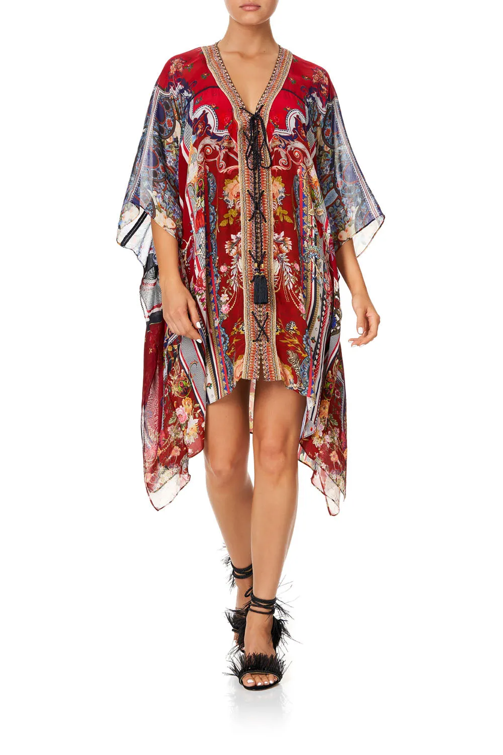 LACE UP KAFTAN WITH INSERT TRIM COSTUME PARTY