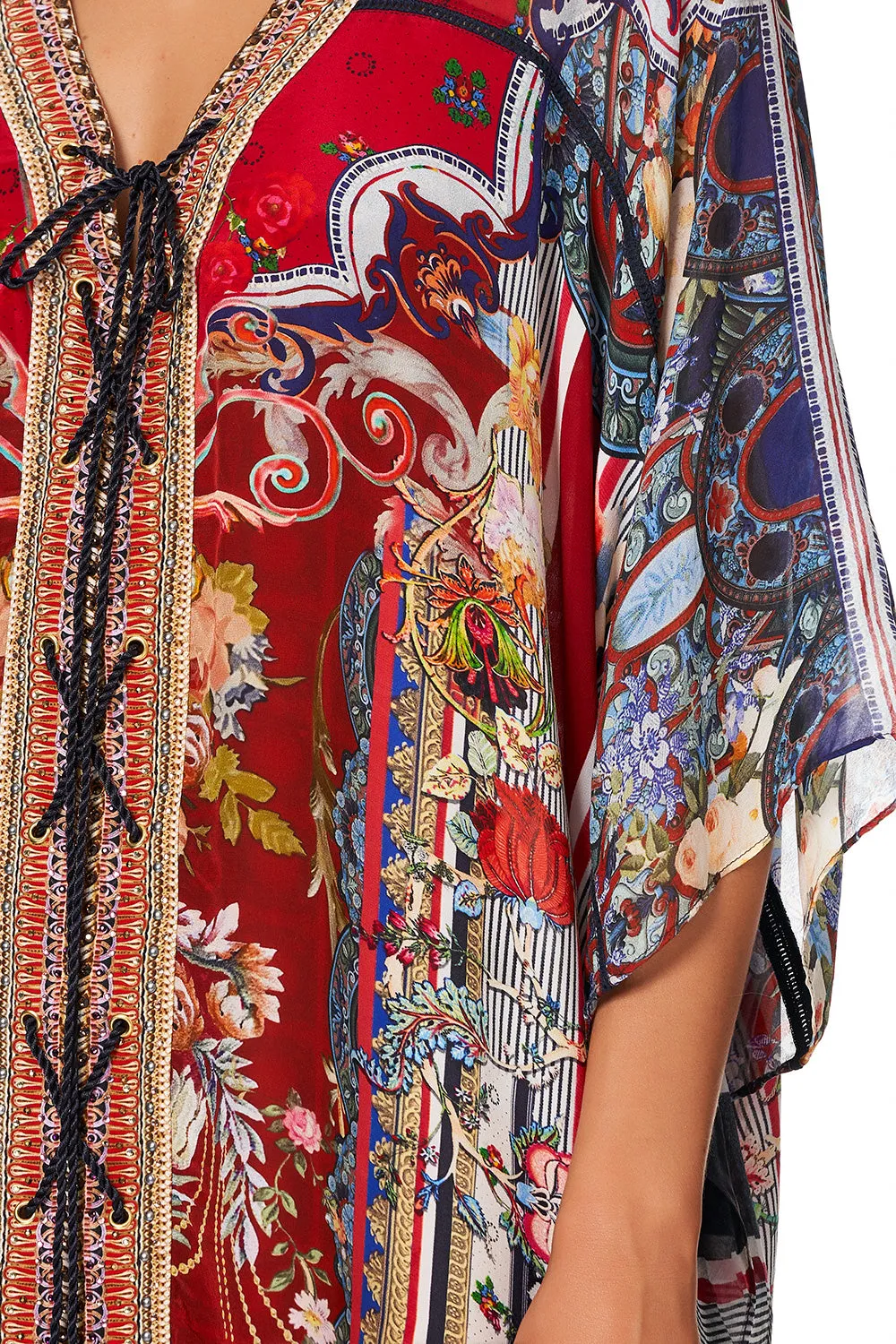 LACE UP KAFTAN WITH INSERT TRIM COSTUME PARTY