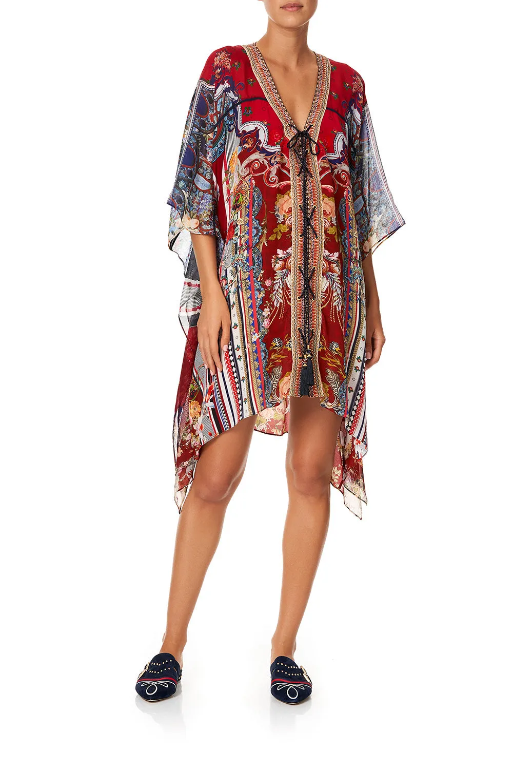 LACE UP KAFTAN WITH INSERT TRIM COSTUME PARTY