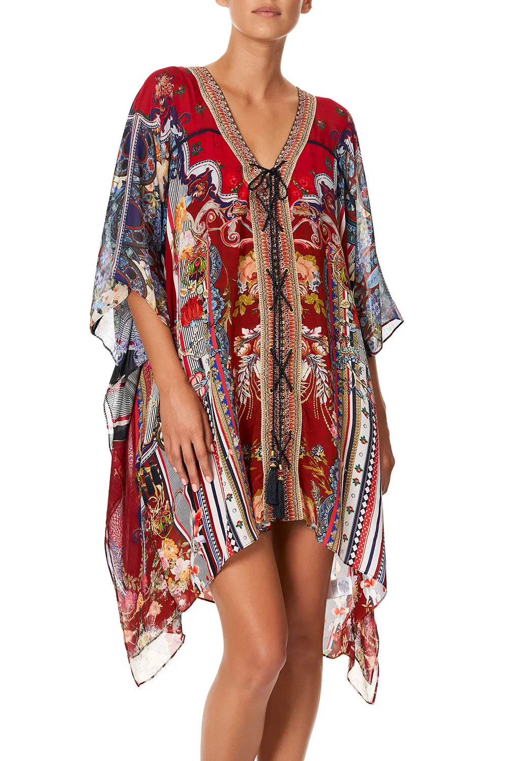 LACE UP KAFTAN WITH INSERT TRIM COSTUME PARTY
