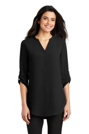 Ladies 3/4-Sleeve Tunic Blouse - Black