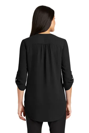 Ladies 3/4-Sleeve Tunic Blouse - Black