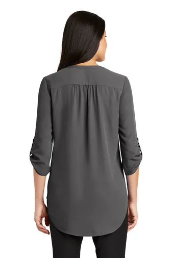 Ladies 3/4-Sleeve Tunic Blouse - Sterling Grey