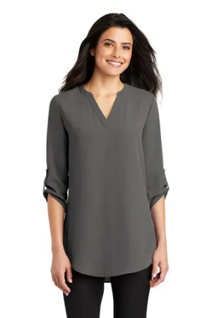 Ladies 3/4-Sleeve Tunic Blouse - Sterling Grey