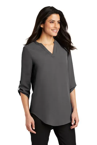 Ladies 3/4-Sleeve Tunic Blouse - Sterling Grey