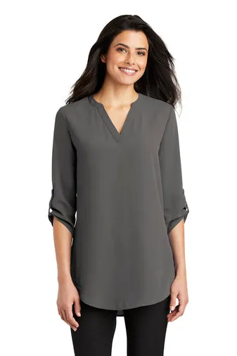 Ladies 3/4-Sleeve Tunic Blouse - Sterling Grey