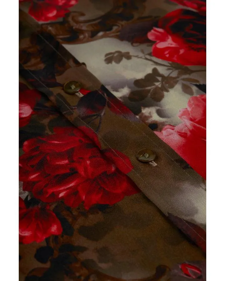 L'Agence Dani Army Pink Floral Cheetah Blouse
