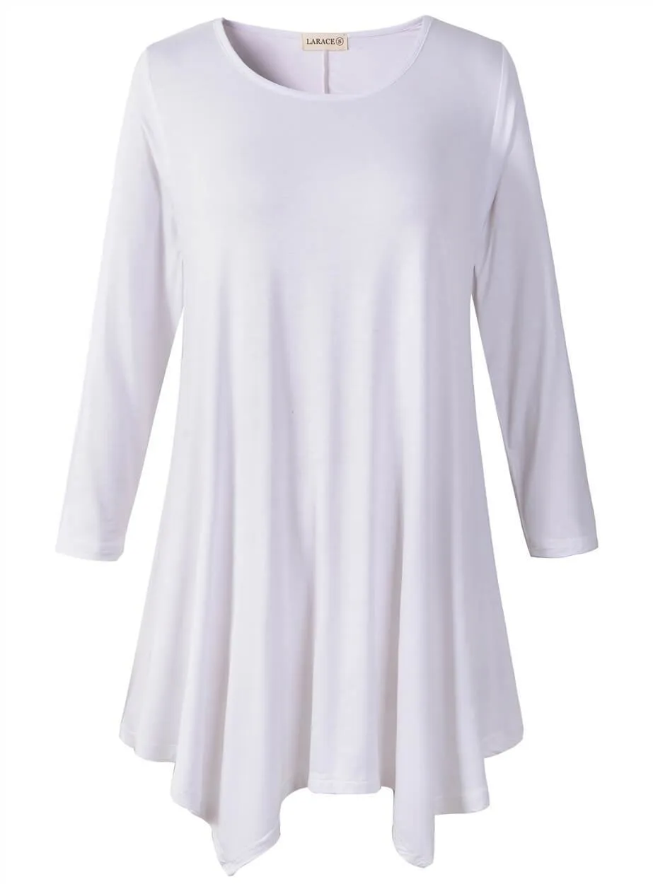 LARACE 3/4 Sleeve Plus Size Tunic Tops Loose Basic Shirt 8028 S-3 XL