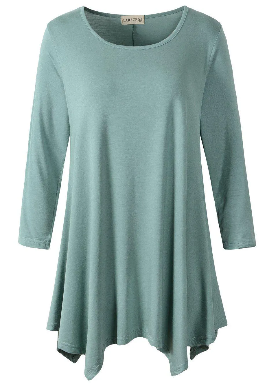 LARACE 3/4 Sleeve Plus Size Tunic Tops Loose Basic Shirt 8028 S-3 XL