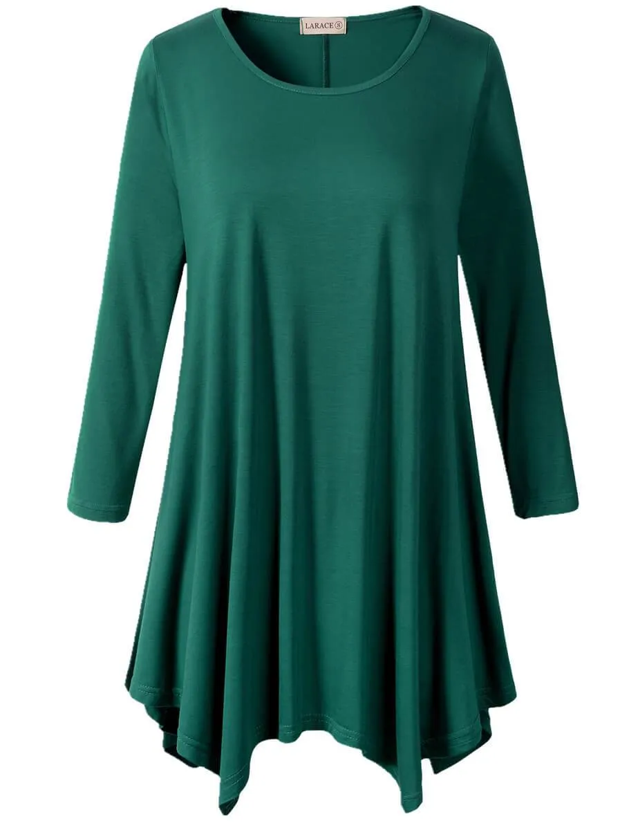 LARACE 3/4 Sleeve Plus Size Tunic Tops Loose Basic Shirt 8028 S-3 XL