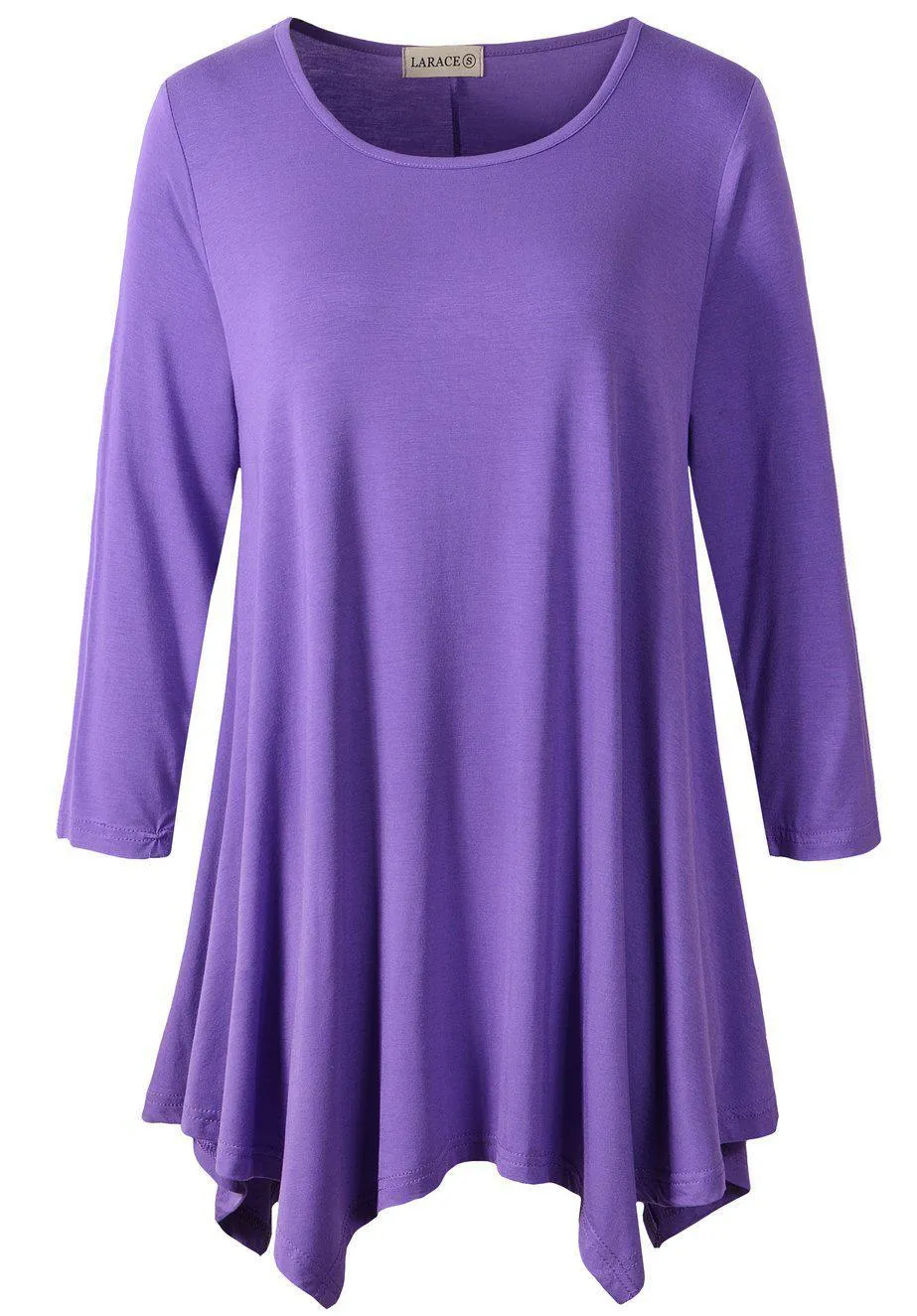 LARACE 3/4 Sleeve Plus Size Tunic Tops Loose Basic Shirt 8028 S-3 XL