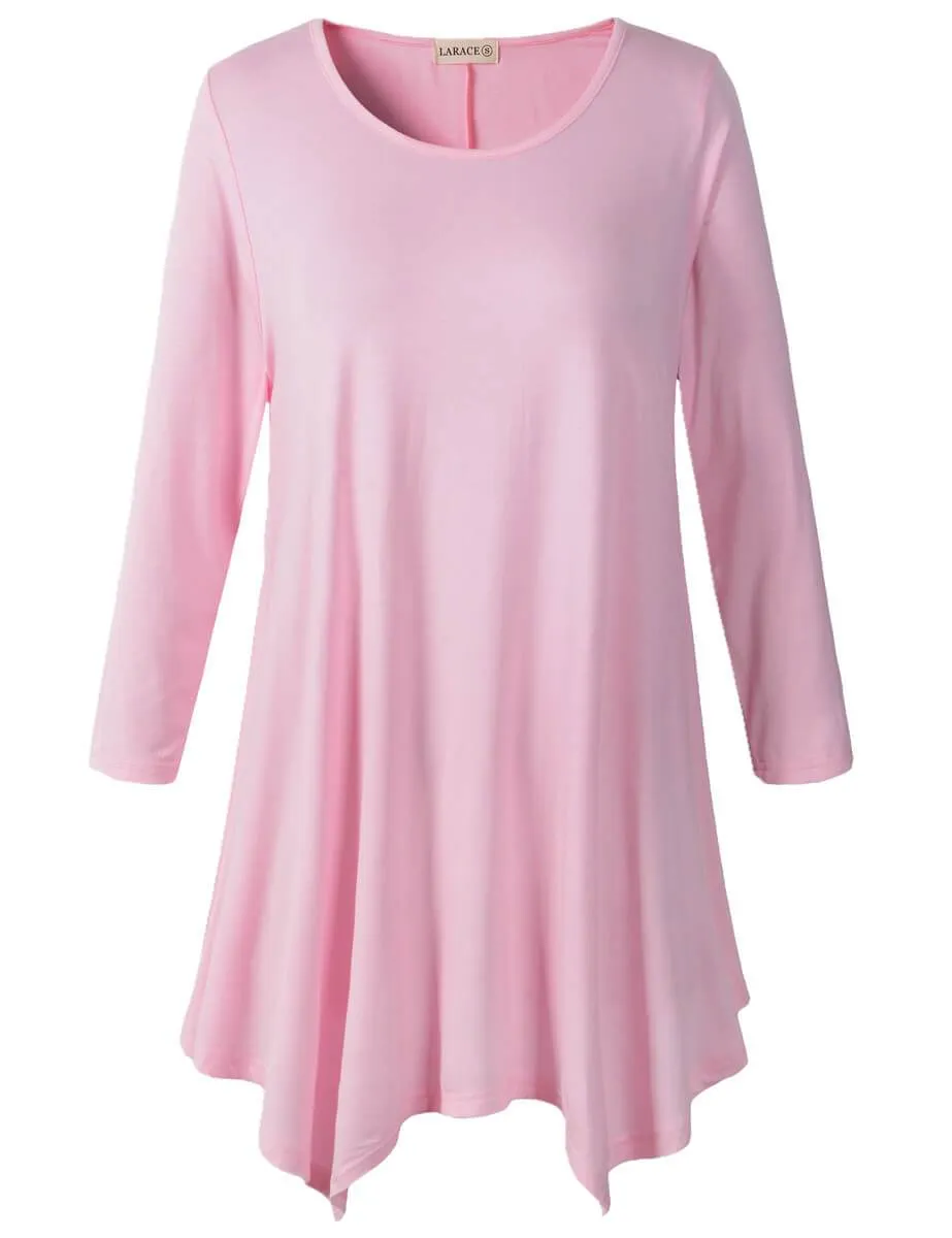 LARACE 3/4 Sleeve Plus Size Tunic Tops Loose Basic Shirt 8028 S-3 XL