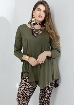 LARACE 3/4 Sleeve Plus Size Tunic Tops Loose Basic Shirt 8028 S-3 XL