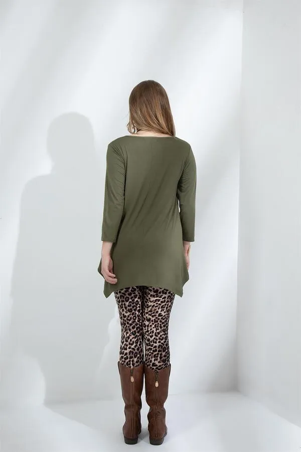 LARACE 3/4 Sleeve Plus Size Tunic Tops Loose Basic Shirt 8028 S-3 XL