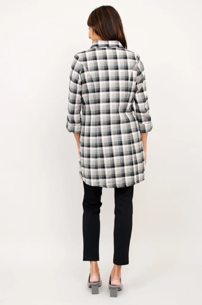 Larissa Tunic, Black Retro Plaid, Cotton Flannel