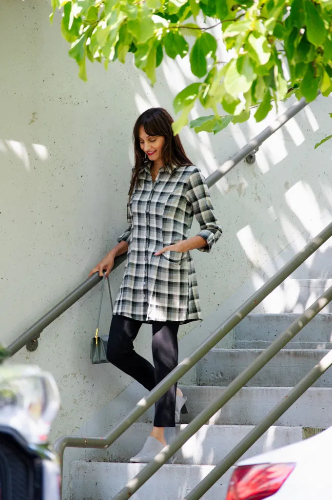 Larissa Tunic, Black Retro Plaid, Cotton Flannel