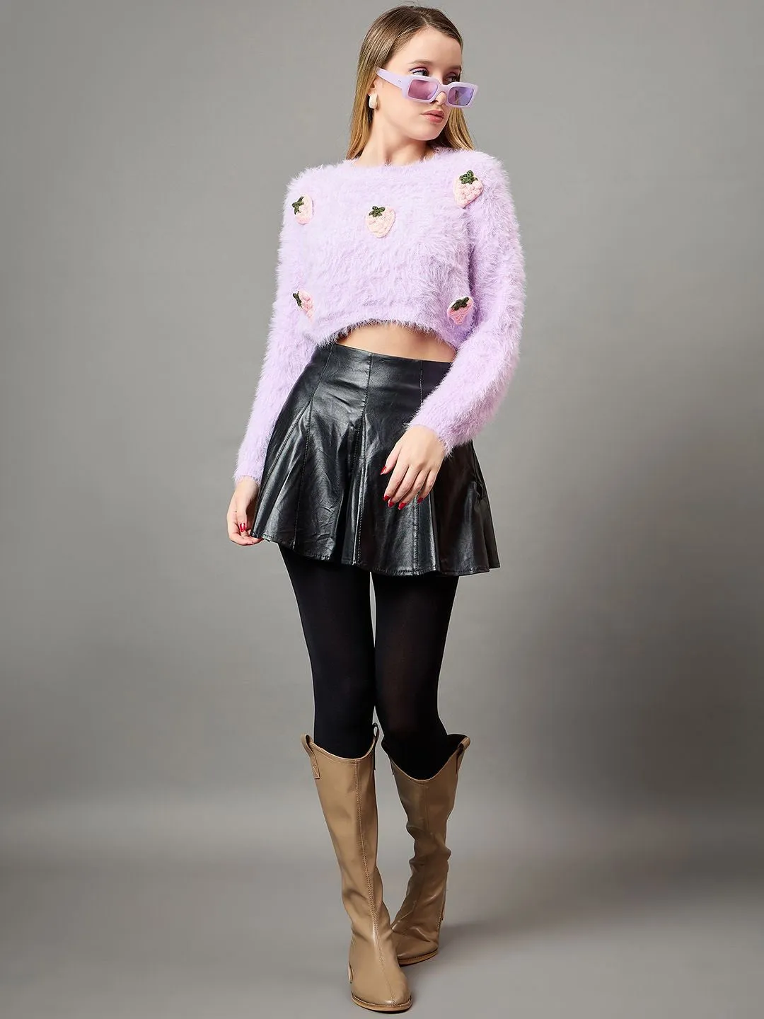 Lavender Boucle Woolen Sweater