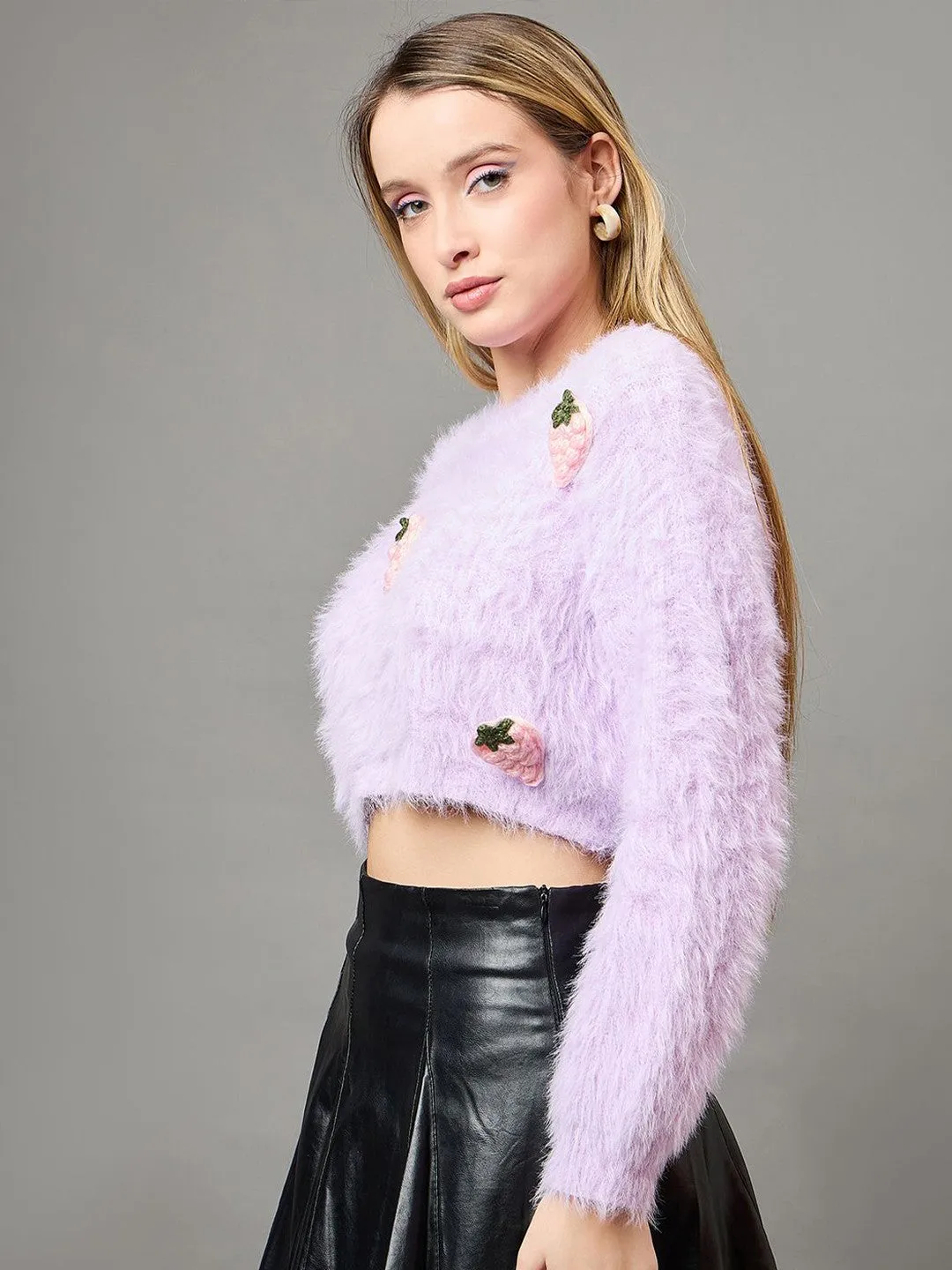 Lavender Boucle Woolen Sweater