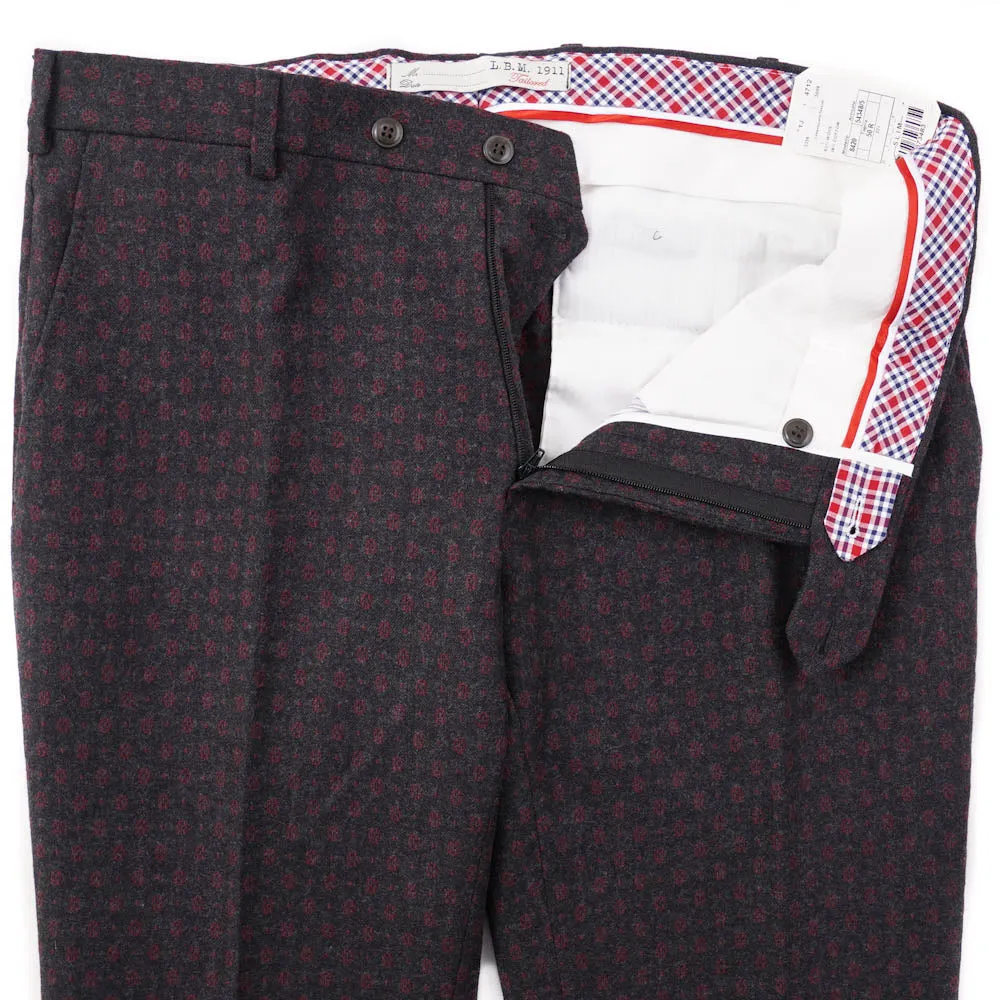 L.B.M. 1911 Gray-Burgundy Jacquard Wool Pants