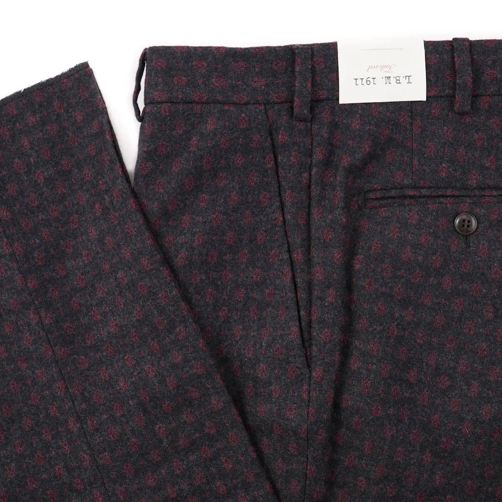 L.B.M. 1911 Gray-Burgundy Jacquard Wool Pants
