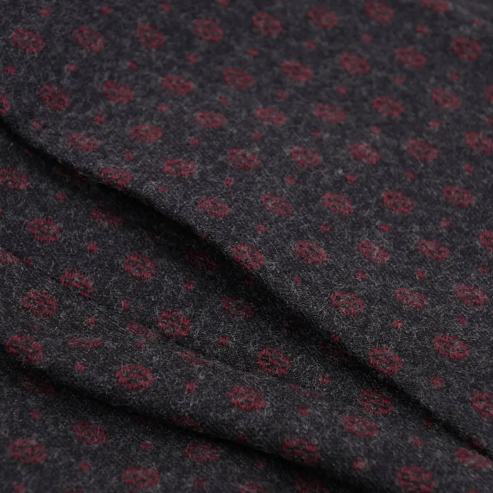 L.B.M. 1911 Gray-Burgundy Jacquard Wool Pants