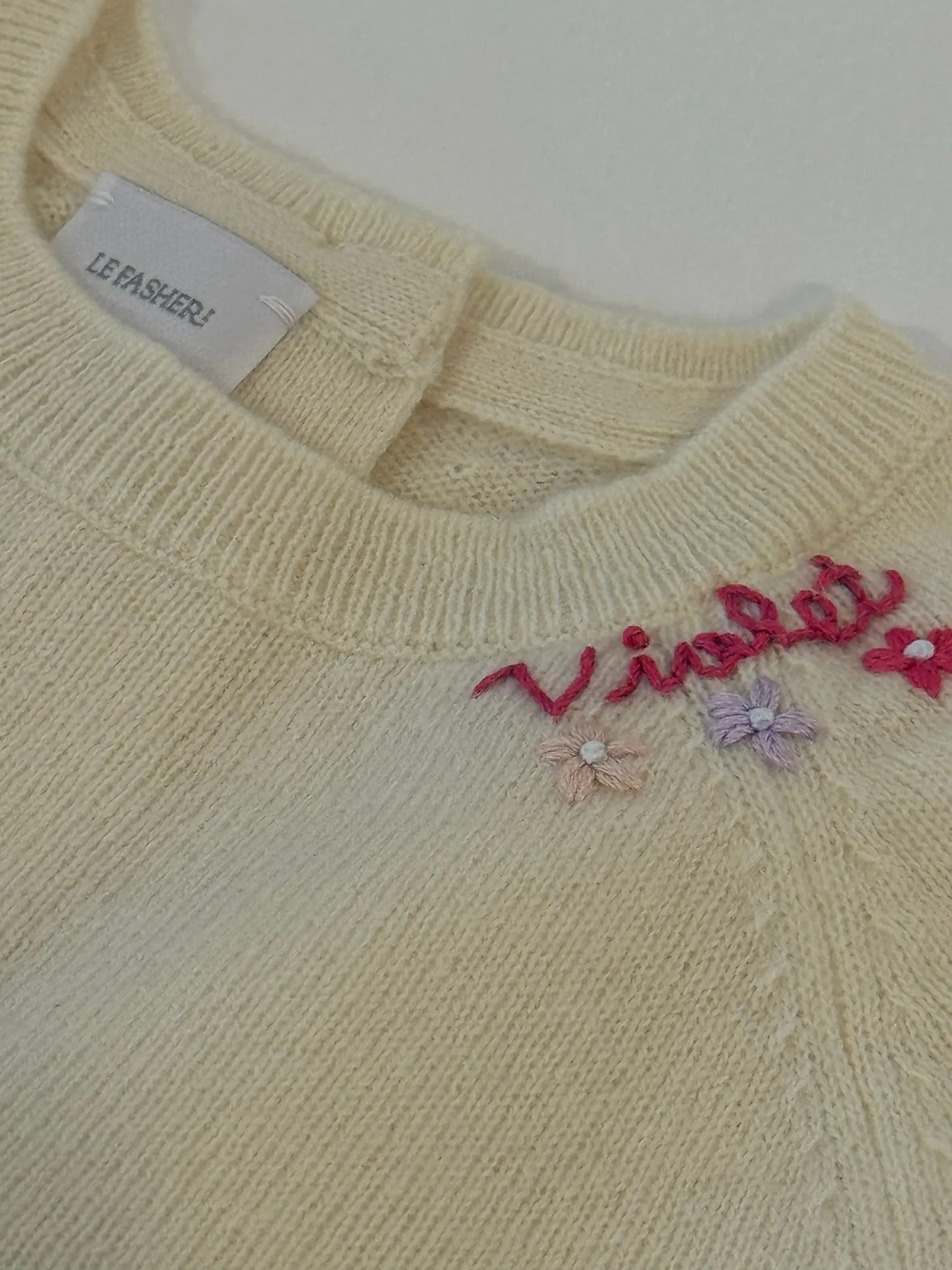 Le Fasheri Cashmere Hand Embroidered Custom Name Sweater