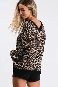 Leopard v-neck one-shoulder top