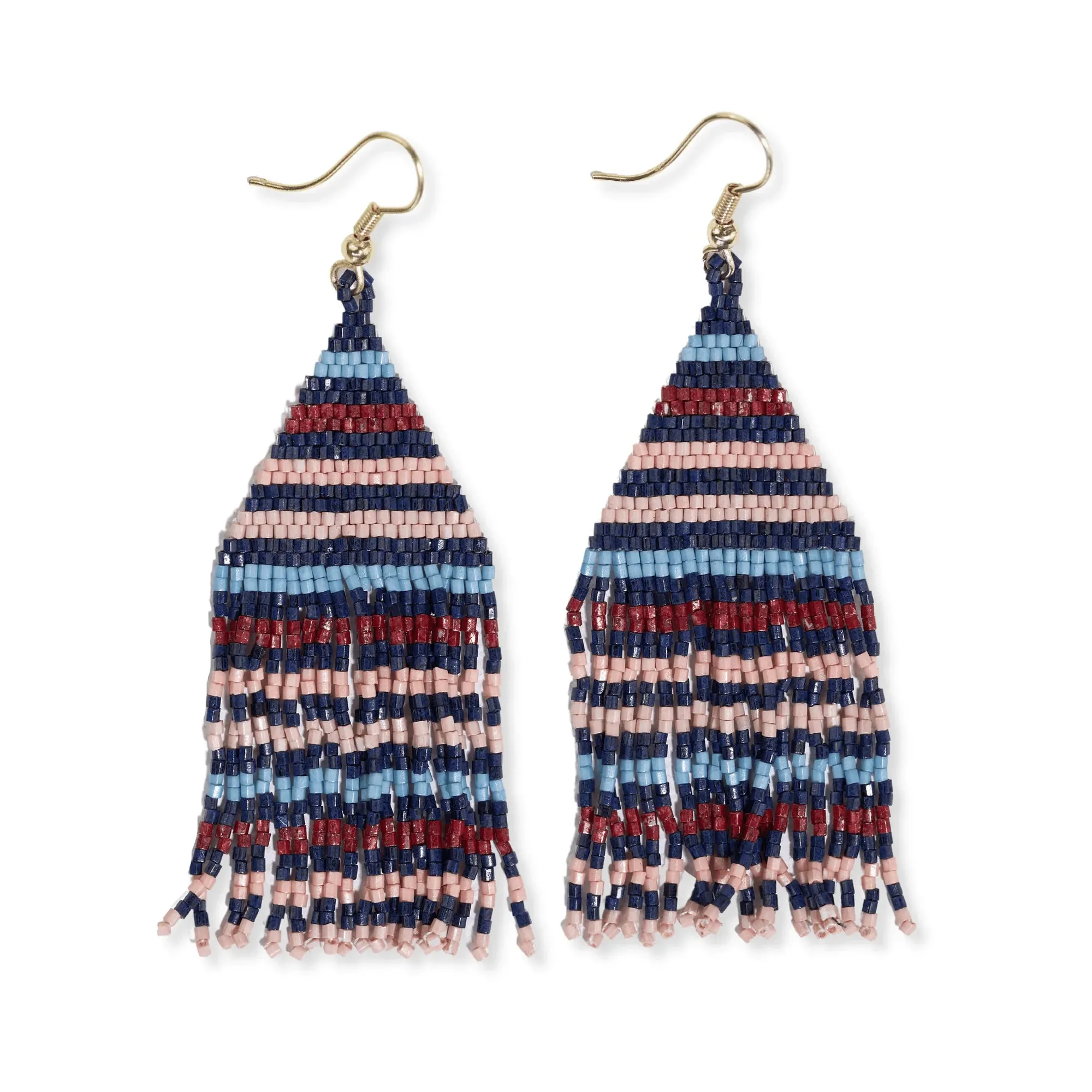 Lexie Horizontal Lines Beaded Fringe Earrings Copenhagen