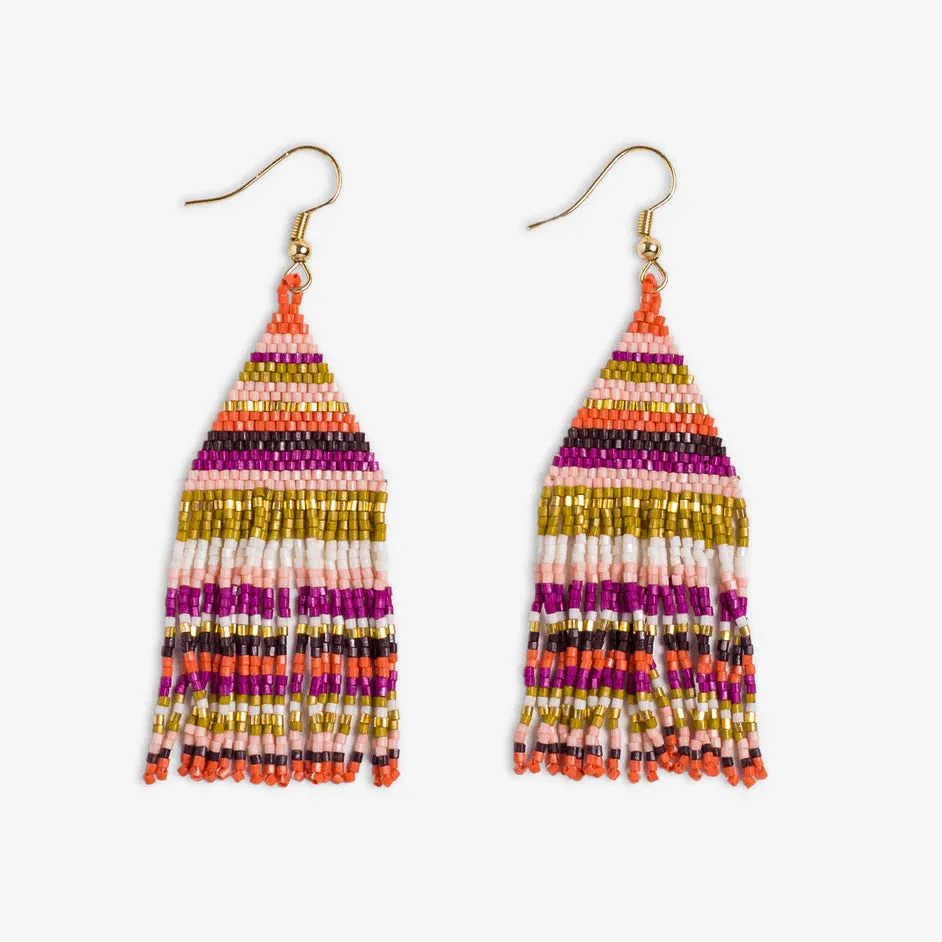 Lexie Horizontal Stripe Beaded Fringe Earrings Jaipur