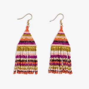 Lexie Horizontal Stripe Beaded Fringe Earrings Jaipur