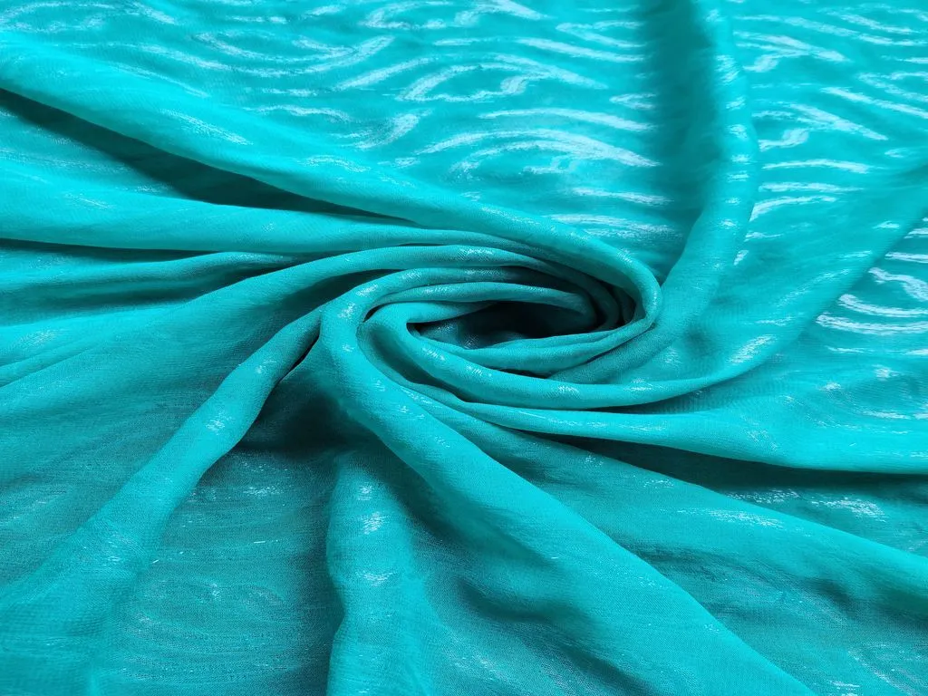 Light Blue Abstract Self Patterned Georgette Fabric