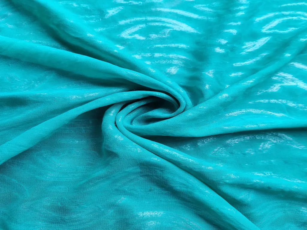 Light Blue Abstract Self Patterned Georgette Fabric