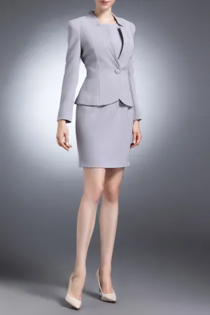 Light Grey Adriana Twill Dress Suit Set