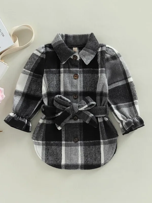Lil' Lady In Plaid Belted Jacket