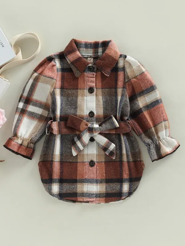 Lil' Lady In Plaid Belted Jacket