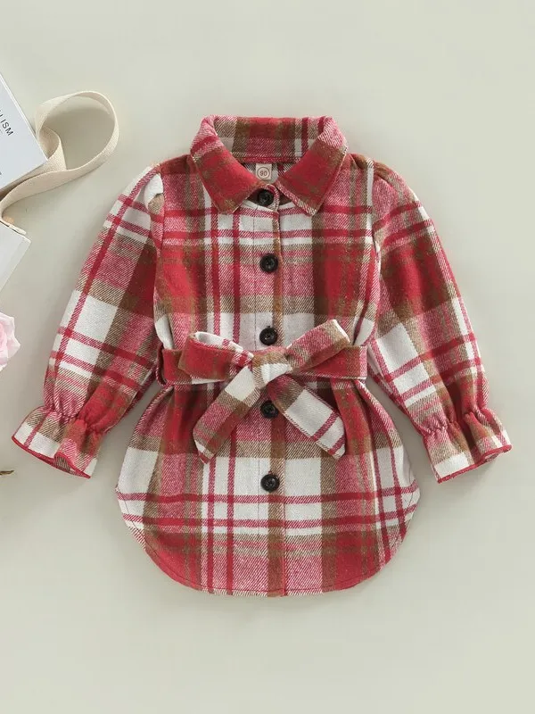 Lil' Lady In Plaid Belted Jacket