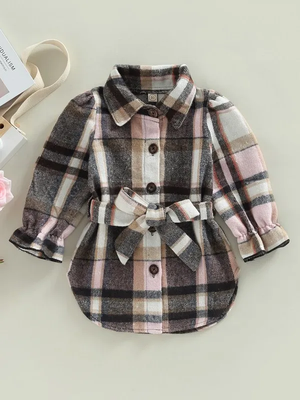 Lil' Lady In Plaid Belted Jacket