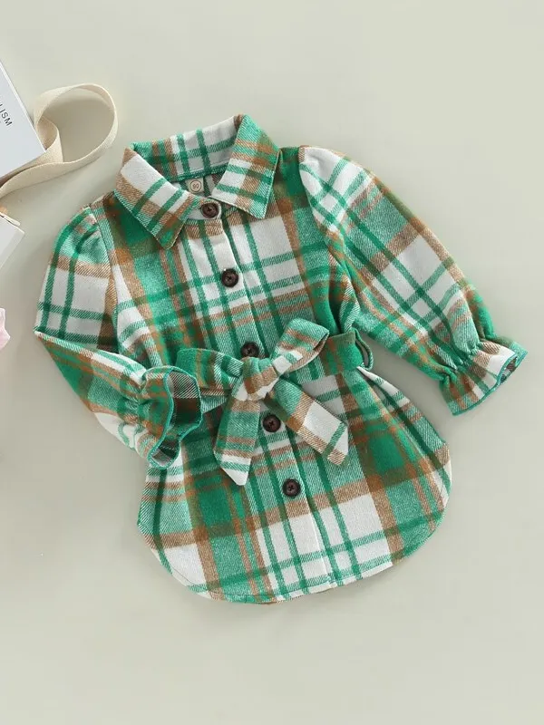 Lil' Lady In Plaid Belted Jacket