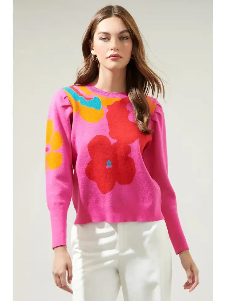 Lillie Floral Puff Sleeve Sweater