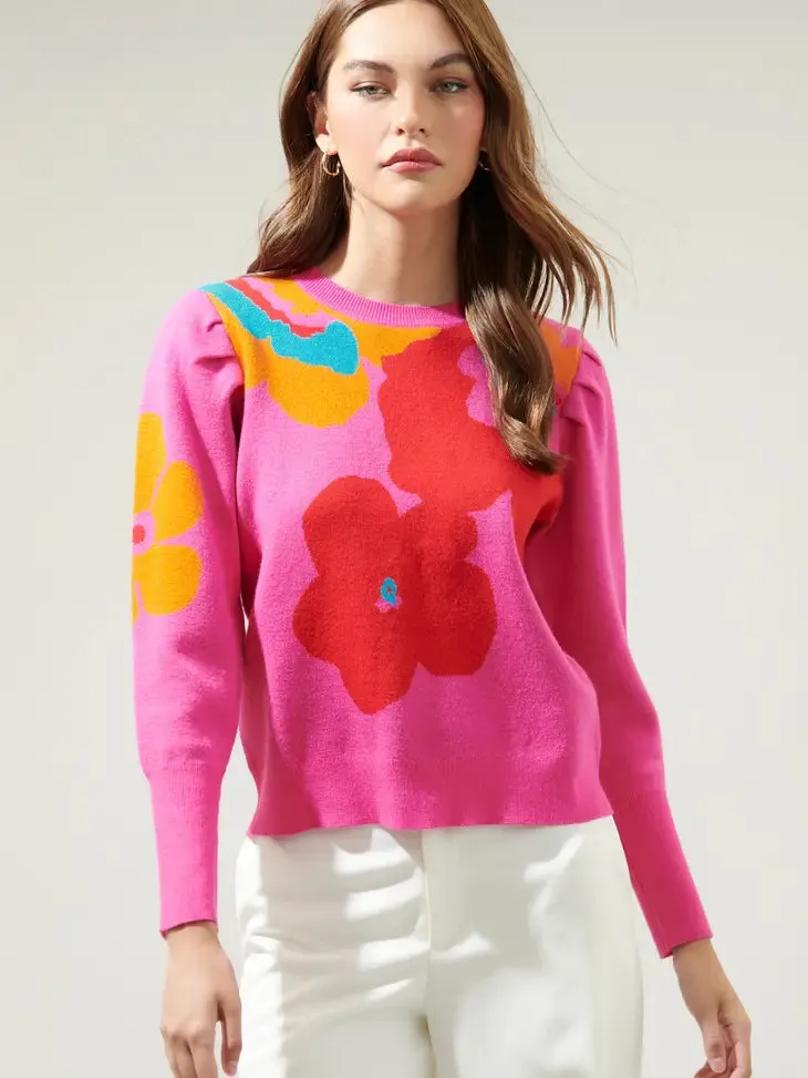 Lillie Floral Puff Sleeve Sweater