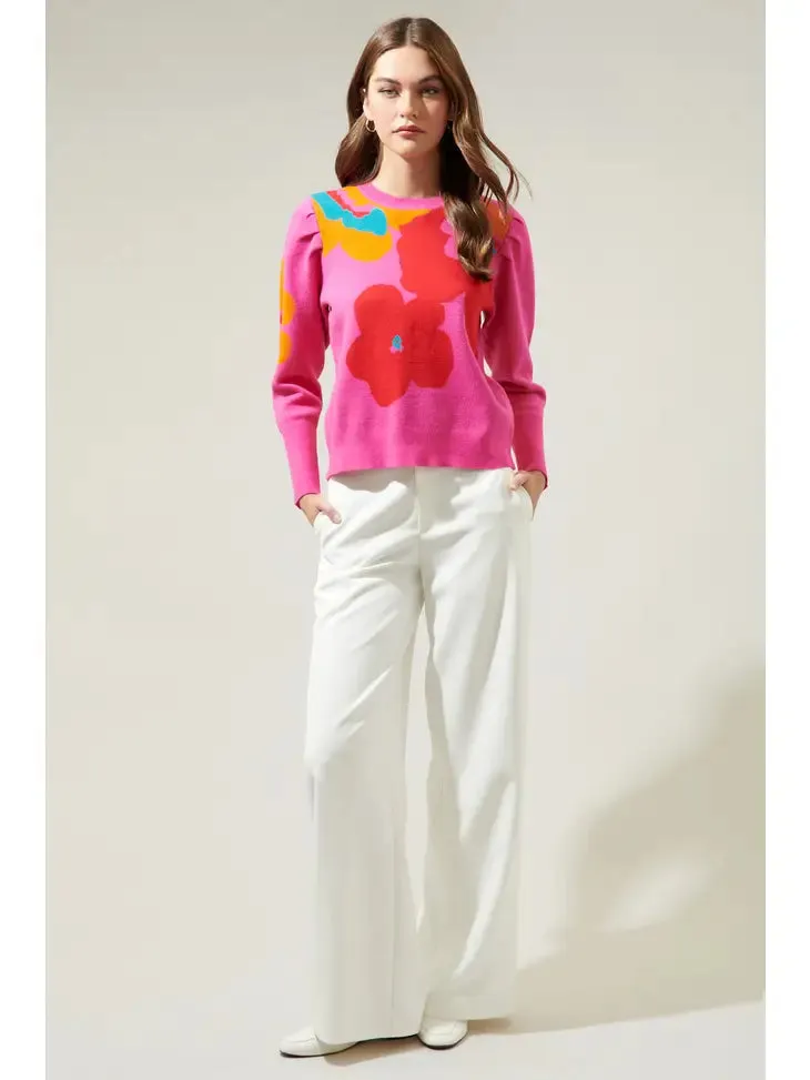 Lillie Floral Puff Sleeve Sweater