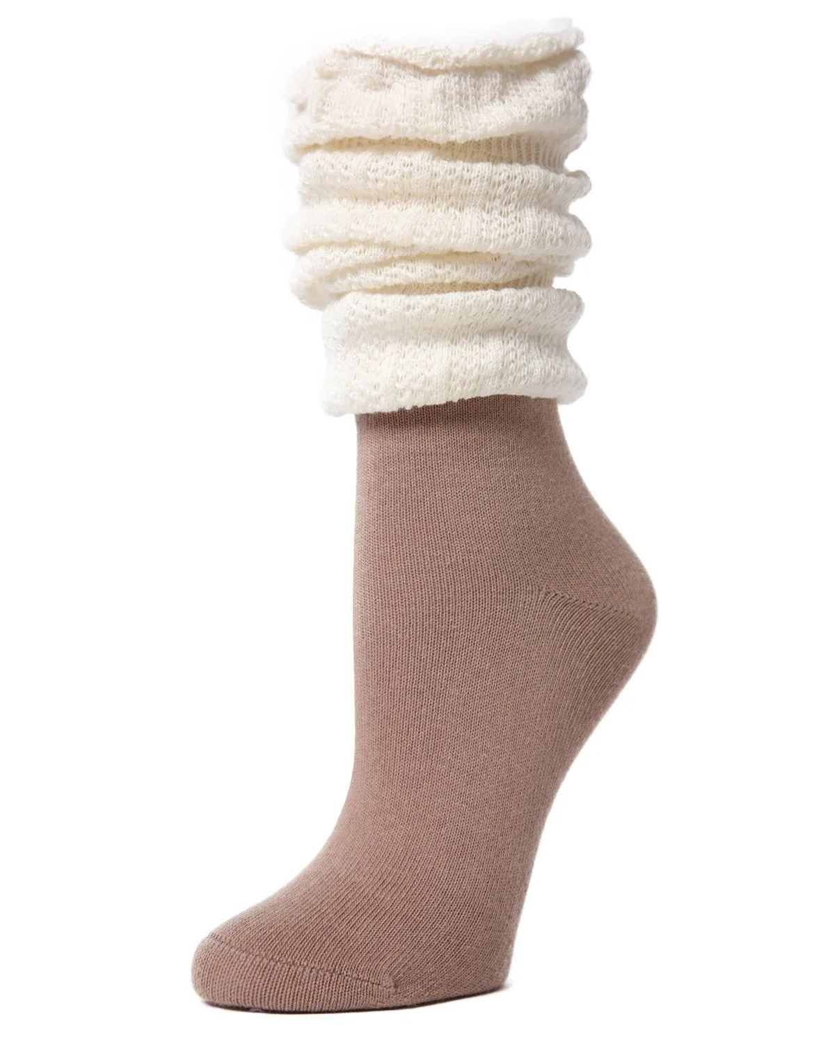 Linear Scrunch Cotton Blend Crew Socks